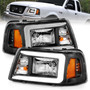 Anzo 111511 - 2001-2011 Ford Ranger Crystal Headlights w/ Light Bar Black Housing
