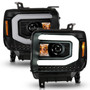 Anzo 111513 - 2014-2015 GMC Sierra 1500 Projector Headlights w/ Light Bar Black Housing (Halogen Type)