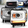 Anzo 111514 - 2014-2015 Gmc Sierra 1500 Projector Headlights w/ Light Bar Chrome Housing (Halogen Type)