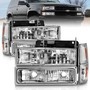 Anzo 111506 - 88-98 Chevrolet C1500 Crystal Headlights Chrome w/ Signal and Side Marker Lights