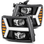 AlphaRex 880223 - 07-13 Chevy 1500 LUXX LED Proj Headlights Plank Style Jet Blk w/ Activ Light/Seq Signal/DRL