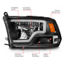 Anzo 111539 - 2009-2020 Dodge Ram 1500 Full LED Square Projector Headlights w/ Chrome Housing Black Amber