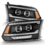AlphaRex 880558 - 09-18 Dodge Ram 2500 LUXX LED Proj Headlights Plank Style Blk w/Activ Light/Seq Signal/DRL