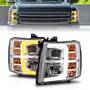 Anzo 111546 - 2007-2013 Chevrolet Silverado 1500 Projector w/ Light Bar Chrome Housing w/ Sequential