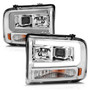 Anzo 111552 - 99-04 Ford F250/F350/F450/Excursion (excl 99) Projector Headlights - w/Light Bar Chrome Housing