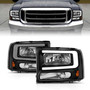 Anzo 111549 - 99-04 Ford F250/F350/F450/Excursion (excl. 99) Crystal Headlights - w/ Light Bar Black Housing
