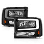 Anzo 111549 - 99-04 Ford F250/F350/F450/Excursion (excl. 99) Crystal Headlights - w/ Light Bar Black Housing