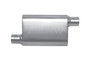 Gibson BM0103 - MWA Superflow Offset/Offset Oval Muffler - 4x9x14in/2.25in Inlet/2.25in Outlet - Stainless