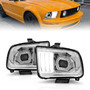 Anzo 121567 - 05-09 Ford Mustang (w/Factory Halogen HL Only) Projector Headlights w/Light Bar Chrome Housing
