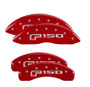 MGP 10256SF16RD - 4 Caliper Covers Engraved Front & Rear F-150 Logo Red Finish Silver Char 2021 Ford F-150