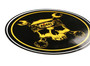 ACCEL 74839G - Skull Decal; 6 in. Dia.; Black w/Yellow;