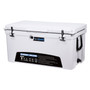 Husky Towing BDC110 - 110 Quart/ 144 Can Capacity/ 38-3/8 Inch Width x 20-7/8 Inch Height x 19-1/4 Inch Depth; Hard; Uses Ice; With 2 Cutting Board/ Two Cup Holders/ Interior Basket/ Exterior Basket Holder; Husky Logo; White; Thermolastic