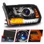 Anzo 111608 - 09-18 Dodge 1500-3500 LED Plank Style Headlights w/Switchback+Sequential Hyper Black (OE Style)