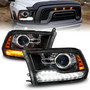 Anzo 111609 - 09-18 Dodge Ram 1500/2500/3500 LED Plank Style Headlights Switchback + Sequential - Matte Black