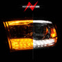 Anzo 111612 - 09-18 Dodge Ram 1500/2500/3500 Proj HL Headlights Switchback + Sequential - Chrome Amber