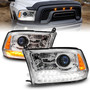 Anzo 111610 - 09-18 Dodge Ram 1500/2500/3500 LED Plank Style Headlights Switchback + Sequential - Chrome