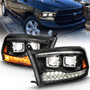 Anzo 111464 - 2009-2018 Dodge Ram 1500 Led Projector Plank Style Switchback H.L Halo Black Amber (OE Style)