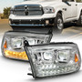 Anzo 111465 - 2009-2018 Dodge Ram 1500 Led Projector Plank Style Switchback H.L Halo Chrome Amber (OE Style)