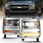 Anzo 111421 - 16-18 Chevrolet Silverado 1500 LED Projector Headlights w/Plank Style Switchback Chrome w/Amber