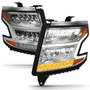 Anzo 111479 - 15-20 Chevy Tahoe/Suburban LED Light Bar Style Headlights w/Sequential Chrome w/Amber