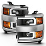 Anzo 111359 - 2015-2016 Chevrolet Silverado Projector Headlights w/ Plank Style Design Black w/ Amber