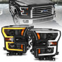 Anzo 111357 - 2015-2017 Ford F-150 Projector Headlights w/ Plank Style Switchback Black w/ Amber