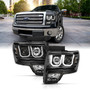 Anzo 111351 - 2009-2014 Ford F-150 Projector Headlights w/ U-Bar Black Amber (HID TYPE) (WITHOUT HID KIT)