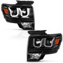 Anzo 111263 - 2009-2014 Ford F-150 Projector Headlights w/ U-Bar Black