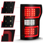 Anzo 311314 - 18-19 Ford F-150 LED Taillight Black Housing Clear Lens Red Light Bar W/Sequential