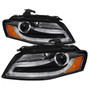 Spyder 5081544 - Audi A4 09-12 Projector Headlights Halogen Model Only - DRL LED Black PRO-YD-AA408-DRL-BK