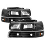 Spyder 5064219 - Xtune Chevy TahOE 00-06 Amber Crystal Headlights w/ Bumper Lights Black HD-JH-CSIL99-SET-AM-BK