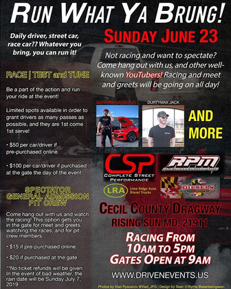 Run What Ya Brung with CSP and GuitarmageddonZL1 Sunday June 23rd!