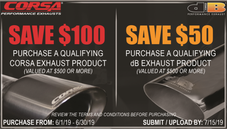 Corsa Mail In Rebate ALERT! Save up to $100 on exhausts!