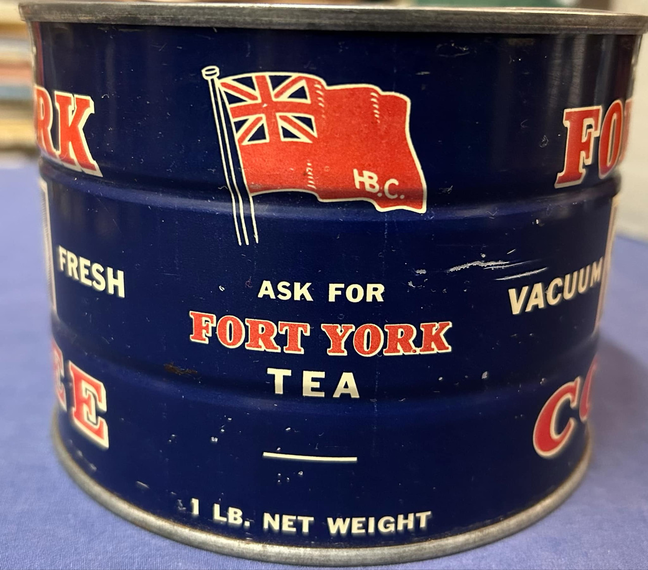 Scarce FORT YORK Snap Top HBC COFFEE TIN CAN Hudson's Bay Company