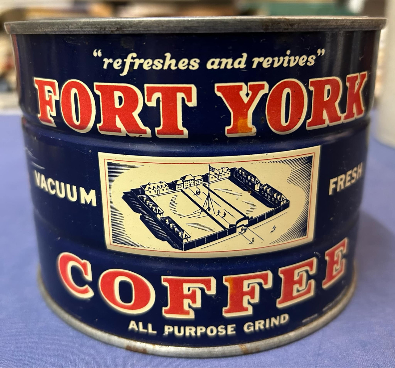 Scarce FORT YORK Snap Top HBC COFFEE TIN CAN Hudson's Bay Company