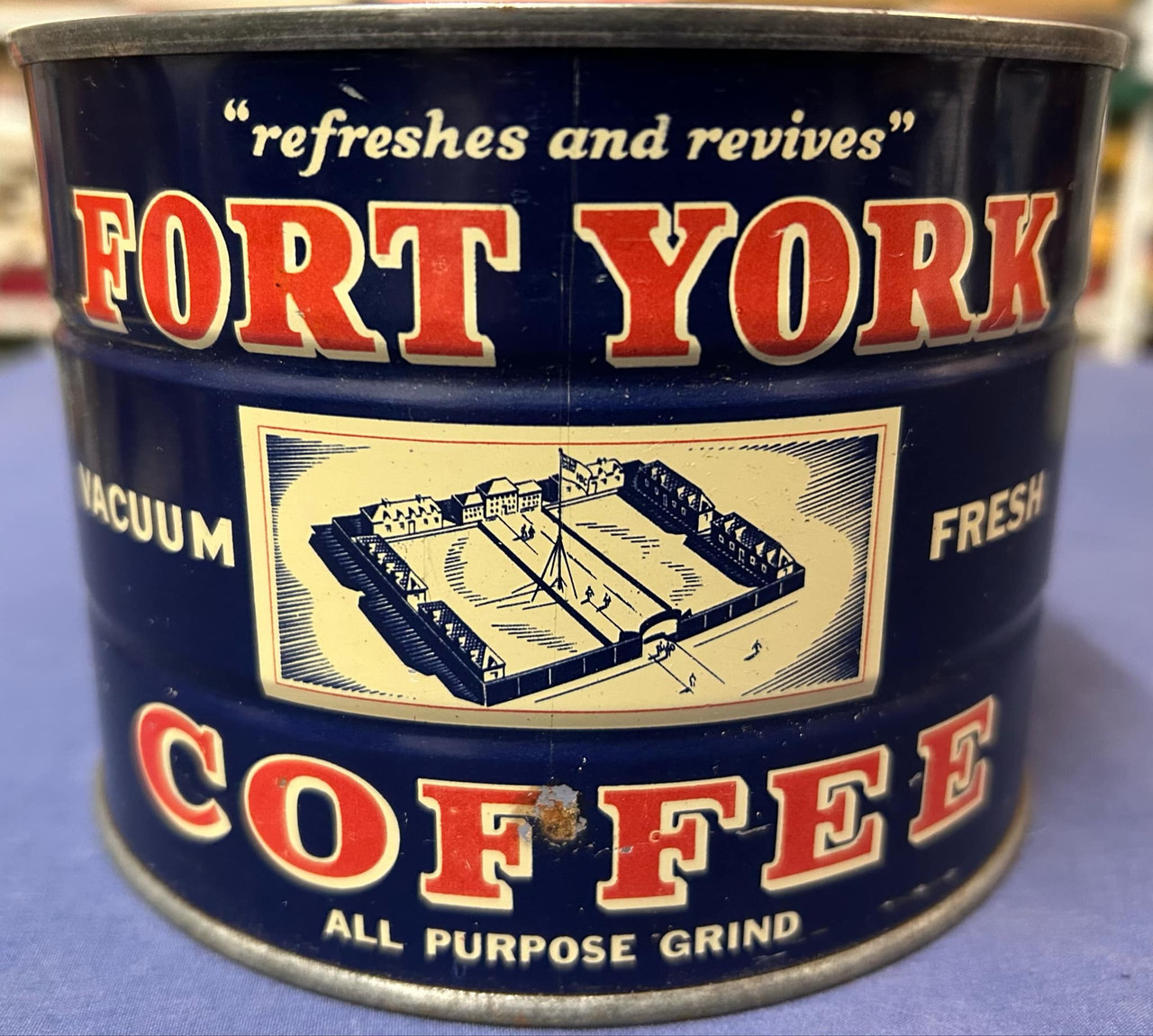 Scarce FORT YORK Snap Top HBC COFFEE TIN CAN Hudson's Bay Company