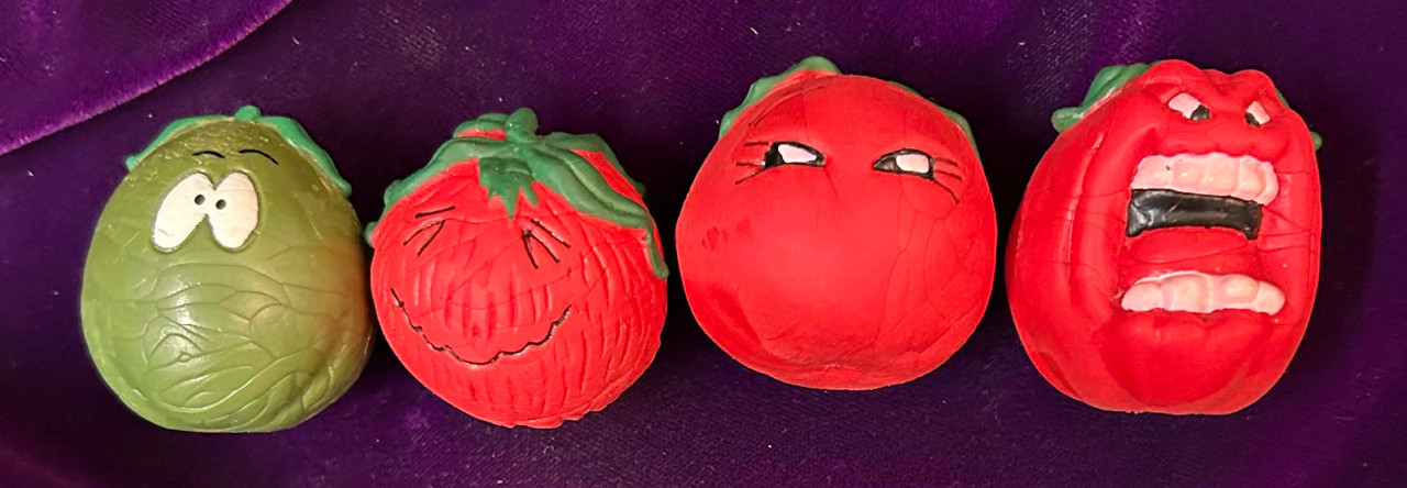 Attack of the Killer Tomatoes Cartoon SET of 4 Bouncy Balls Action