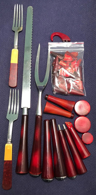 Cherry Red Bakelite cutlery and pieces