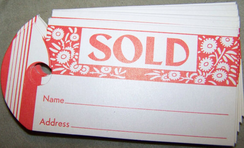 SOLD tags - WHOLESALE - Pkg of 100 - vintage - stylized floral pattern