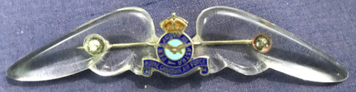 Front view of perpsex RCAF wings sweetheart pin