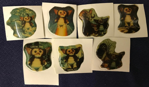GREMLINS Mogwai Gizmo stickers - set of 7 capsule vending machine puffy stickers 1980s vintage