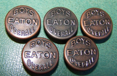 EATON'S BOYS OVERALL Button lot 5 vintage buttons denim