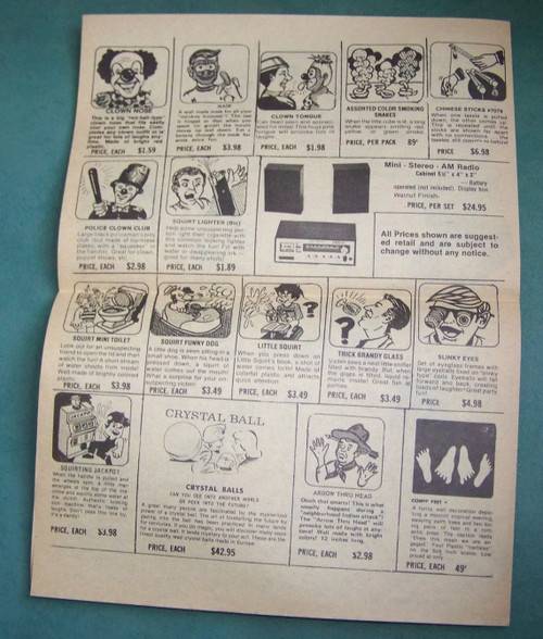 Joke Novelties flyer catalog 1960s/70s - Vintage advertising catalogue