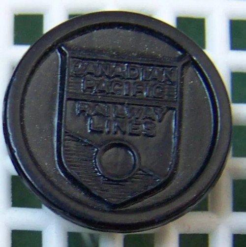 Canadian Pacific Railway Button Railroad Lines early black Collar Cuff Hat plastic uniform button - ww2? CPR