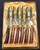 6 Bakelite knives Boxed set of faux horn antler wood cutlery flatware Catalin