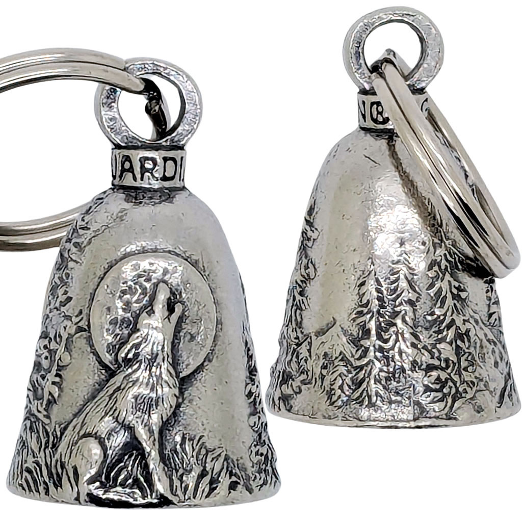 Guardian Bell Biker Bell, Guardian Bell motorfiets met geschenkdoos, halsketting, sleutelring, universele houder, motorfietsbel, gloeihouder voor motoraccessoires, zilver, Eén maat