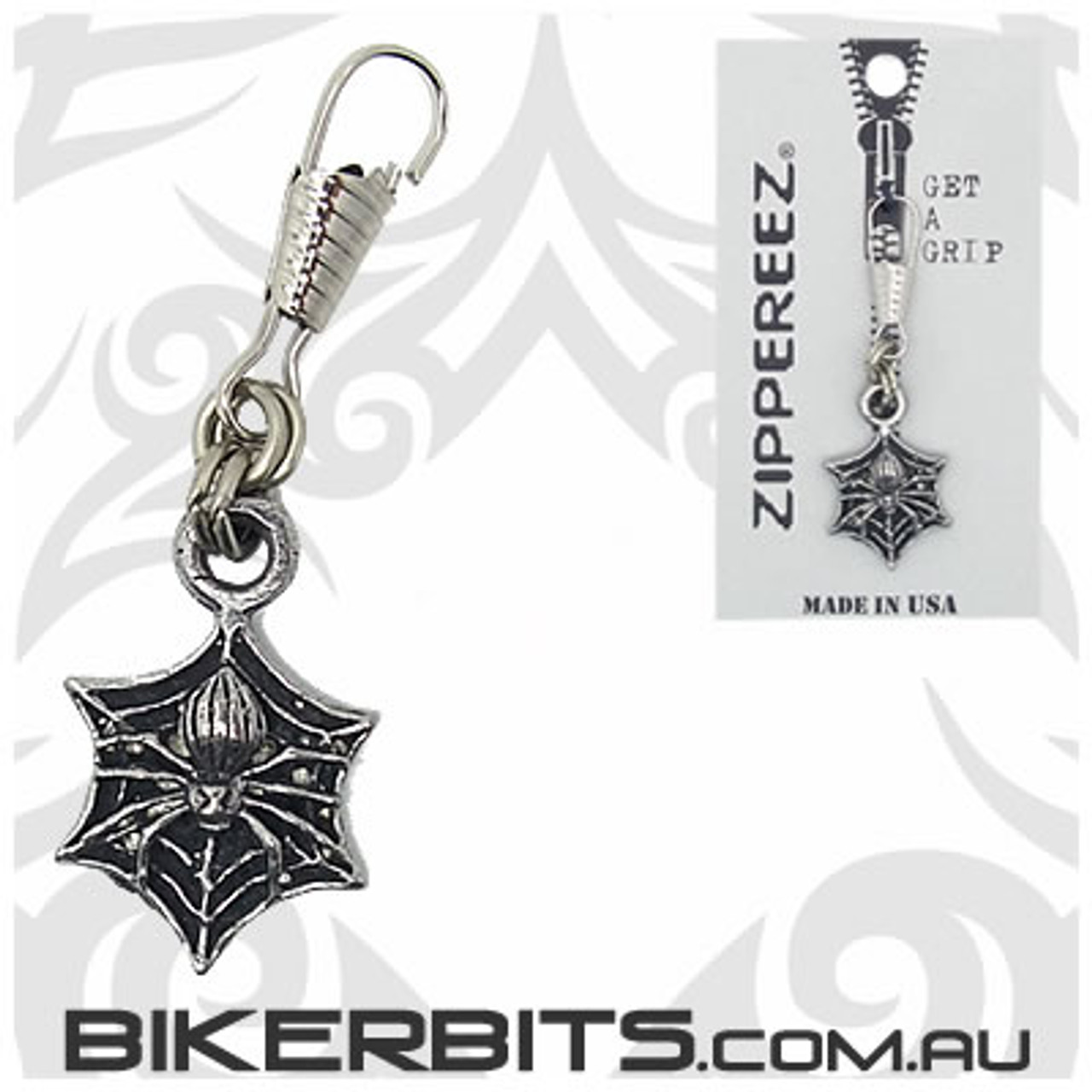 Spider on Web Zippereez Zipper Pull