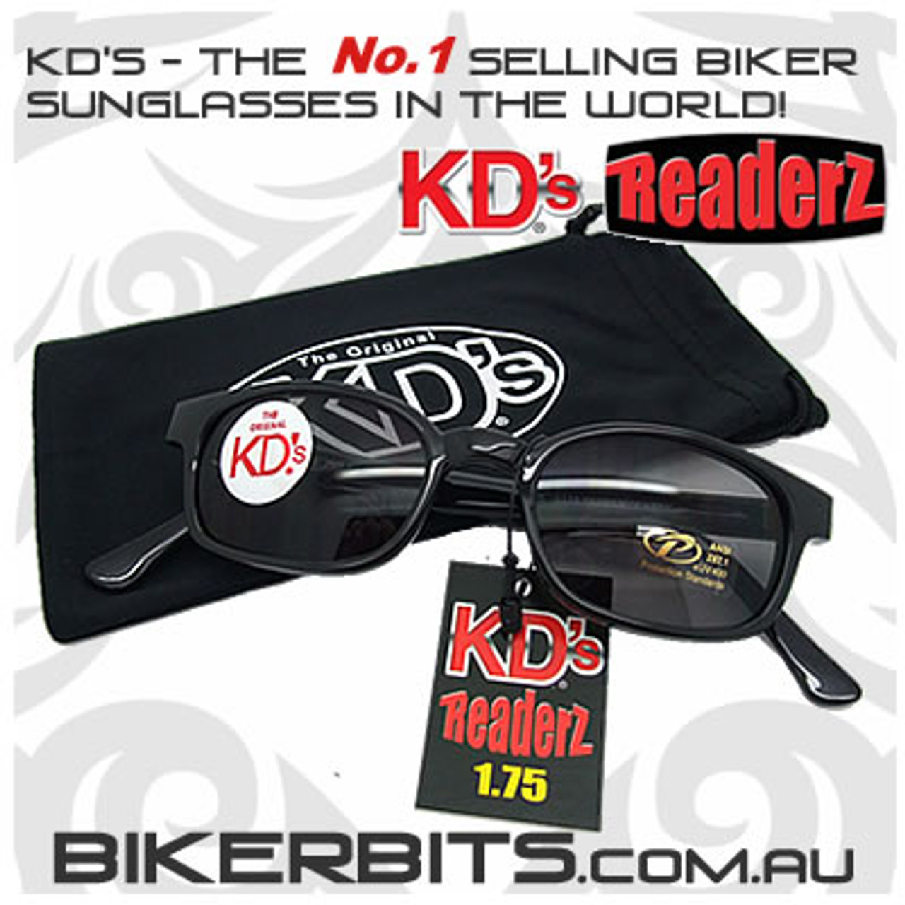 Motorcycle Sunglasses - KD's Bi-Focal Readerz - Smoke - 1.75