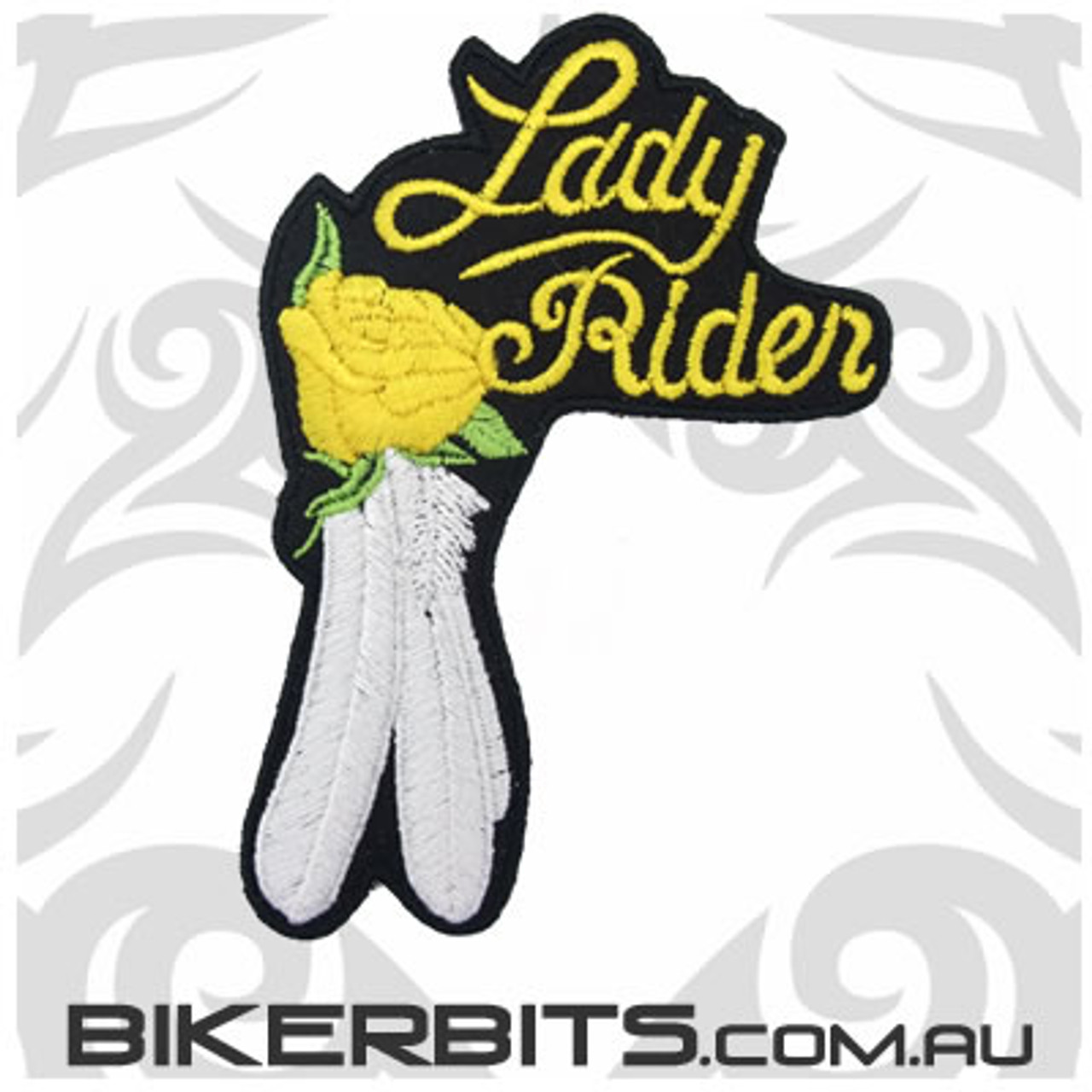 Yellow Lady Rider with Rose & Feather Patch