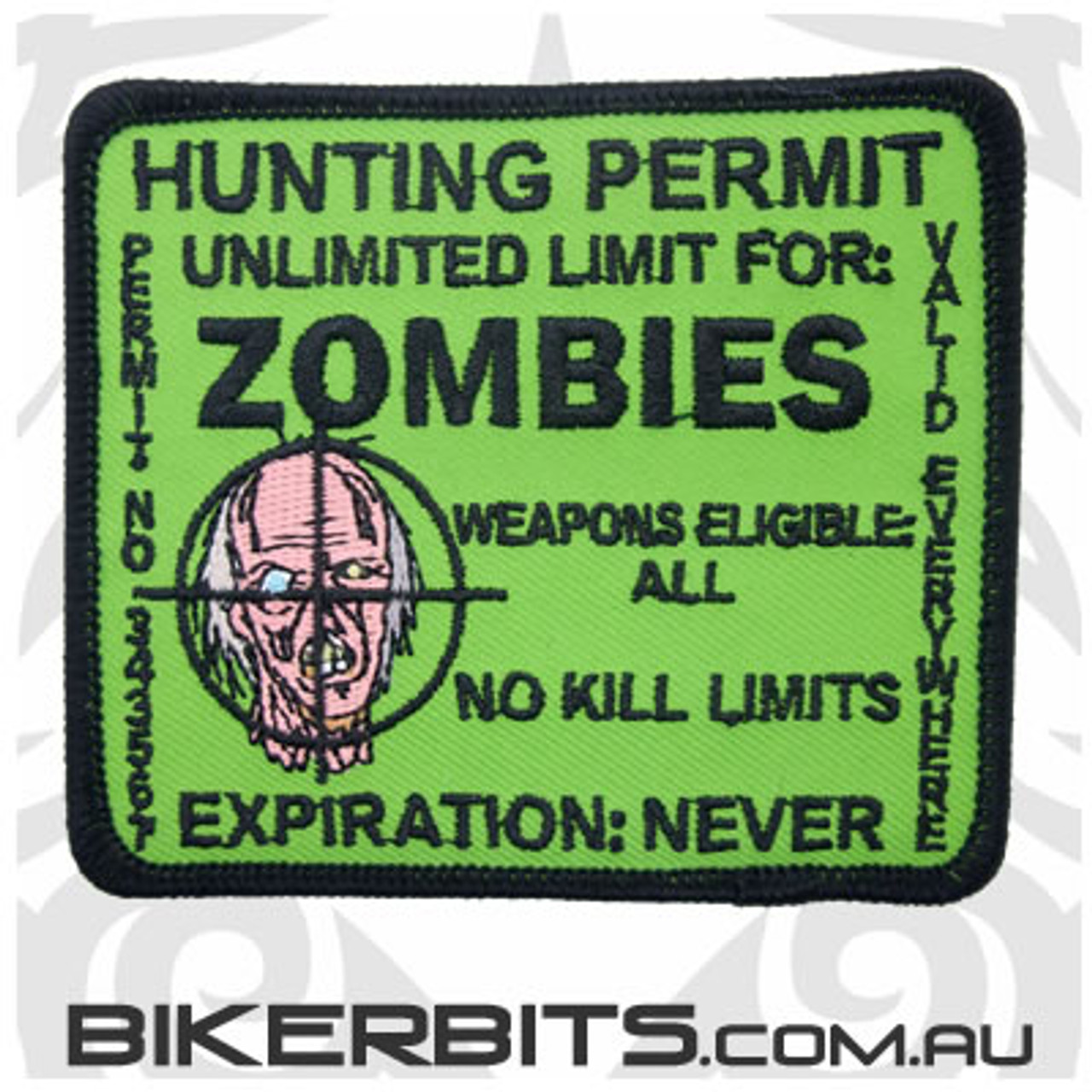 Green Zombie Hunter Hunting Permit Patch